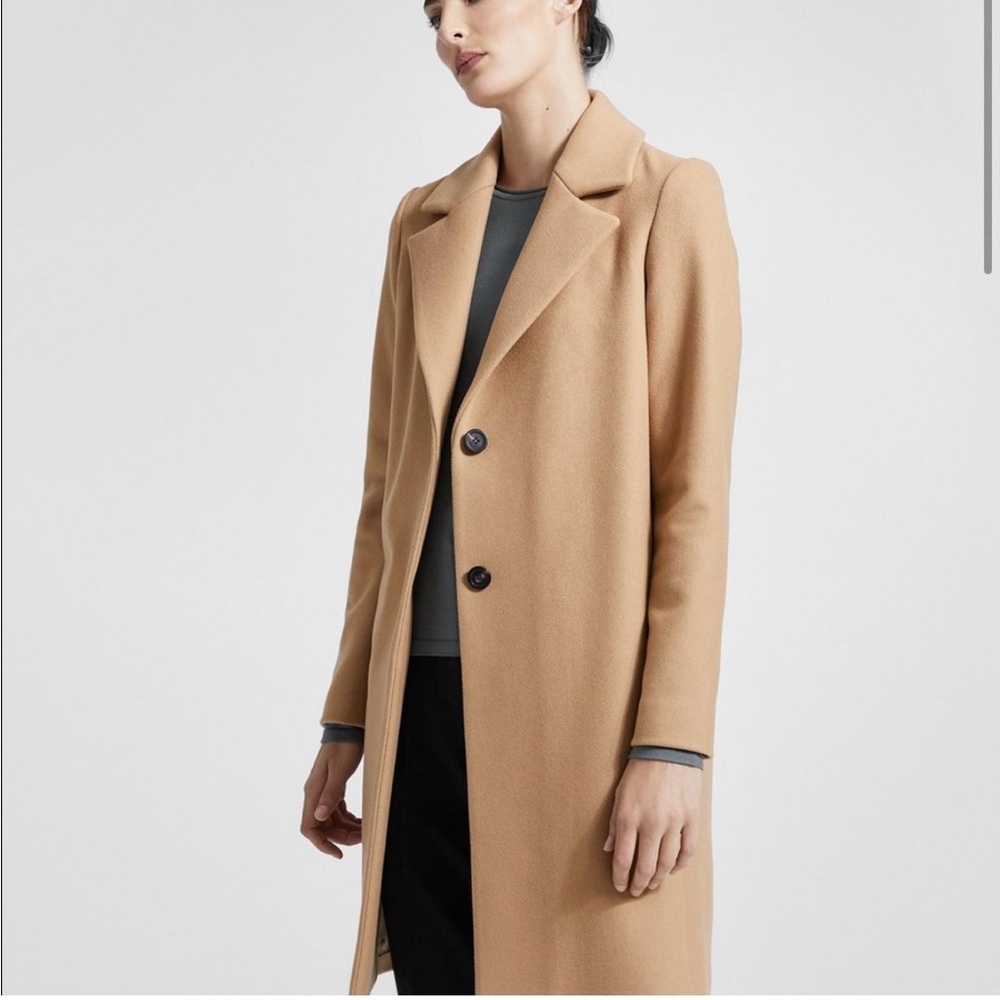 Theory Clairene B Modus‎ Melton Wool Cashmere Blend Coat Camel Tan Pea Size XS